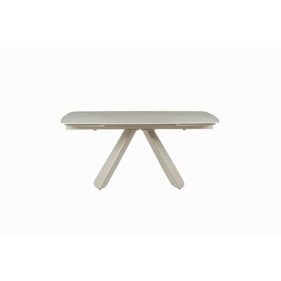 Set Masa Extensibila Volare, 165-240x90x76 cm, Metal/Piatra Sinterizata, Gri Deschis cu Beige Nisip + 6 Scaune Velora picture - 5