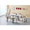 Set Masa Masa Extensibila Baco, 160-200x90x76 h cm, Picior Metalic, Blat Ceramic, Glossy Panodra + 6 Scaune Kallo Crem picture - 1