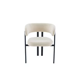 Set Masa Masa Extensibila Baco, 160-200x90x76 h cm, Picior Metalic, Blat Ceramic, Glossy Panodra + 6 Scaune Kallo Crem