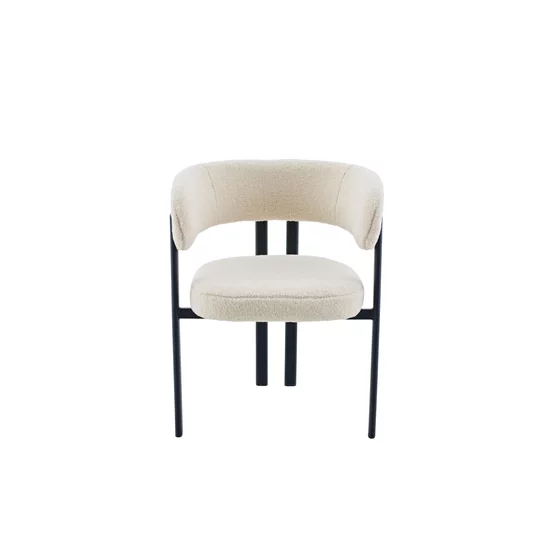 Set Masa Masa Extensibila Baco, 160-200x90x76 h cm, Picior Metalic, Blat Ceramic, Glossy Panodra + 6 Scaune Kallo Crem picture - 2