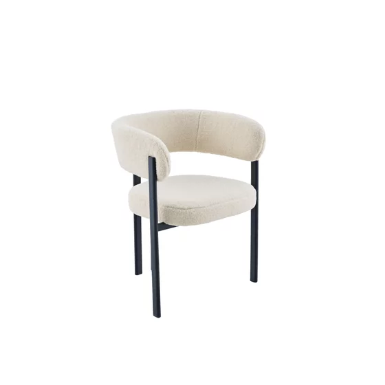 Set Masa Masa Extensibila Baco, 160-200x90x76 h cm, Picior Metalic, Blat Ceramic, Glossy Panodra + 6 Scaune Kallo Crem picture - 3