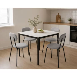 Set Masa Mitra 75x75x75 h cm + 4 Scaune Jord, Metal/Pal Melaminat