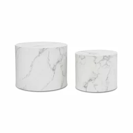 Set Masuta de Cafea Alvo, 53x39x40 h cm + 40x26x35 cm, MDF, Alb Marmura
