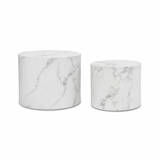 Set Masuta de Cafea Alvo, 53x39x40 h cm + 40x26x35 cm, MDF, Alb Marmura picture - 1