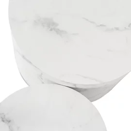 Set Masuta de Cafea Lorena, Ø53x45.5 + Ø43x33.5 cm, MDF, Alb Marmura