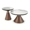 Set Masute Cafea Hagen 220 + 220S,  Ø70x50 cm, Ø43x53 cm, Nuc/Alb Marmura + picture - 1