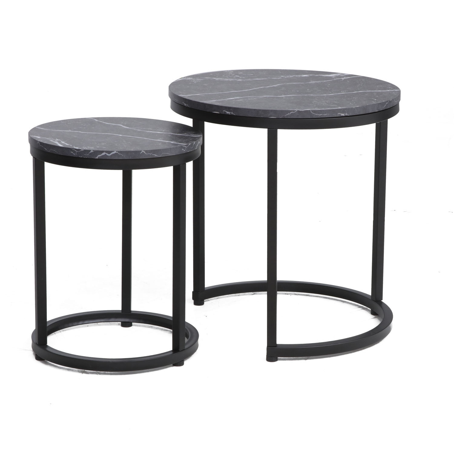 Set masute cafea hola negru/negru tip marmura