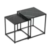 Set Masute de Cafea Duetta, 38x38x41 h cm + 35x35x38 cm, Metal/Pal Melaminat, Negru Marmura picture - 1