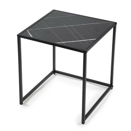 Set Masute de Cafea Duetta, 38x38x41 h cm + 35x35x38 cm, Metal/Pal Melaminat, Negru Marmura picture - 6