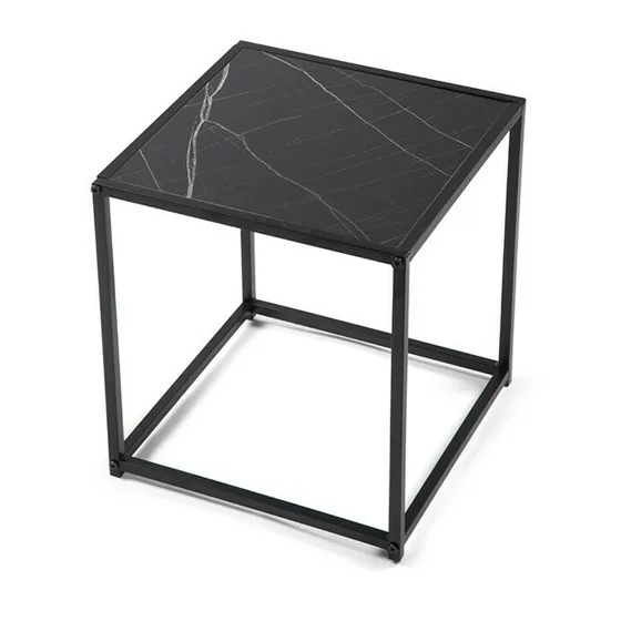 Set Masute de Cafea Duetta, 38x38x41 h cm + 35x35x38 cm, Metal/Pal Melaminat, Negru Marmura picture - 7