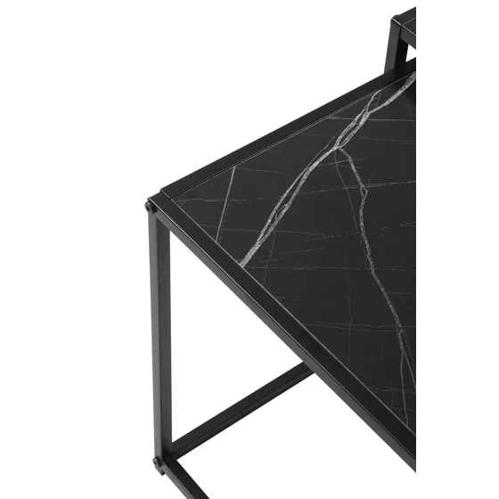 Set Masute de Cafea Duetta, 38x38x41 h cm + 35x35x38 cm, Metal/Pal Melaminat, Negru Marmura picture - 8