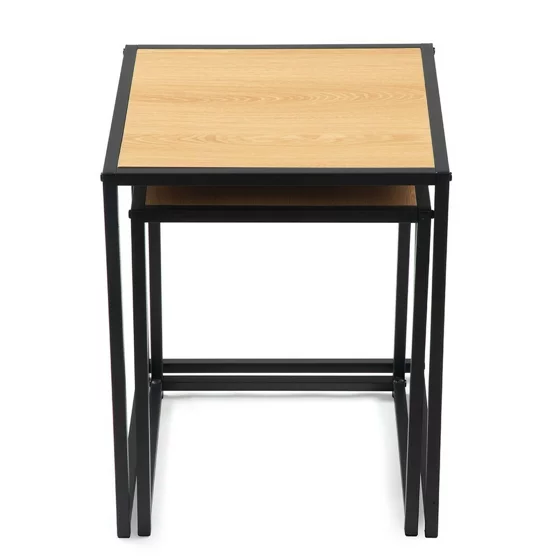Set Masute de Cafea Duetta, 40x40x50 h cm + 35x35x45 cm, Metal/Pal Melaminat, Stejar Natur picture - 5