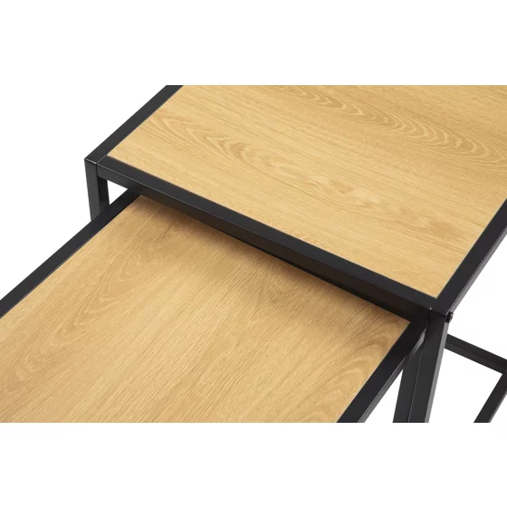 Set Masute de Cafea Duetta, 40x40x50 h cm + 35x35x45 cm, Metal/Pal Melaminat, Stejar Natur picture - 7