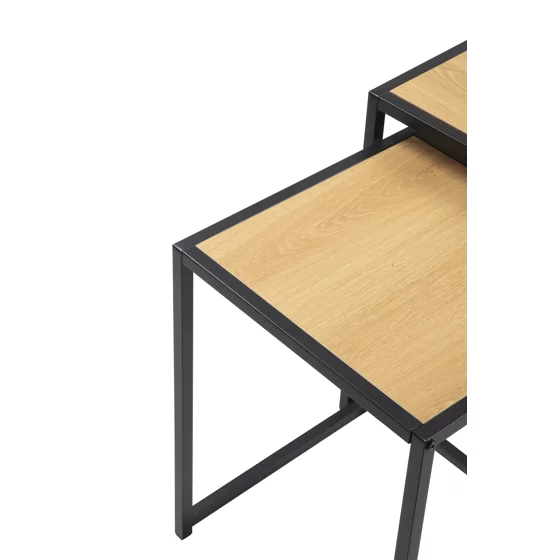 Set Masute de Cafea Duetta, 40x40x50 h cm + 35x35x45 cm, Metal/Pal Melaminat, Stejar Natur picture - 8