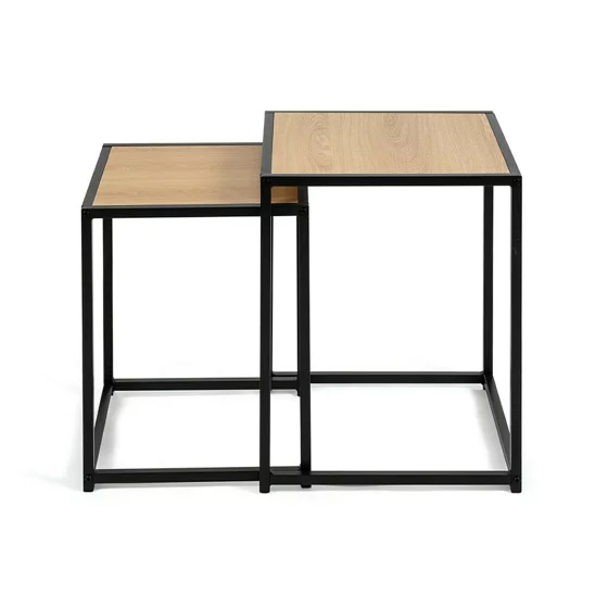 Set Masute de Cafea Duetta, 40x40x50 h cm + 35x35x45 cm, Metal/Pal Melaminat, Stejar Natur picture - 10