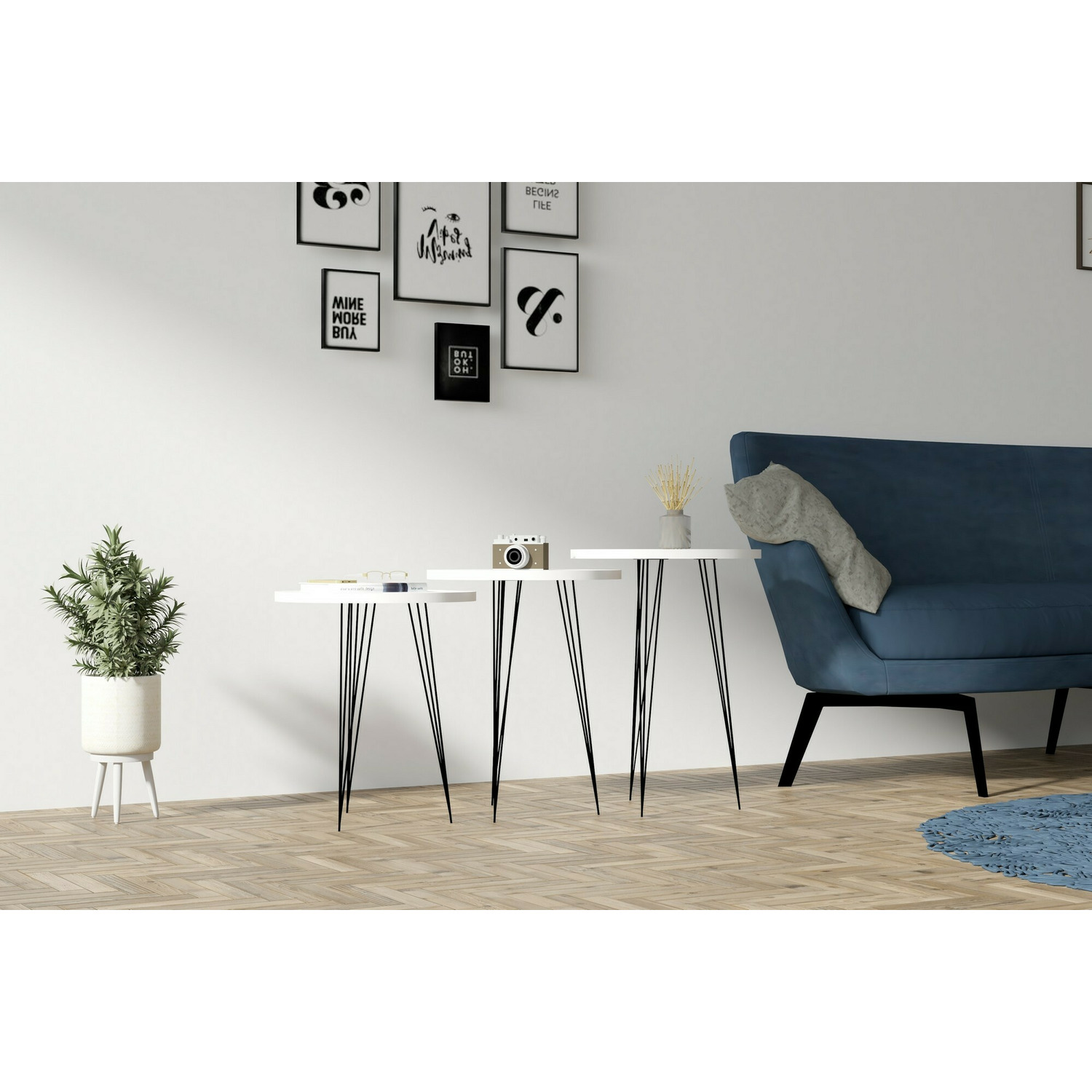 Set masute de cafea lucky, 38x47 cm, 38x51 cm, 38x55 cm - alb