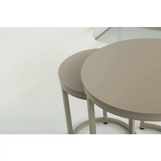 Set Masute de Cafea Nestin, Ø45x48 cm + Ø32x42 cm, Metal/MDF, Taupe picture - 3