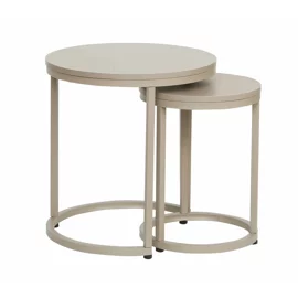 Set Masute de Cafea Nestin, Ø45x48 cm + Ø32x42 cm, Metal/MDF, Taupe