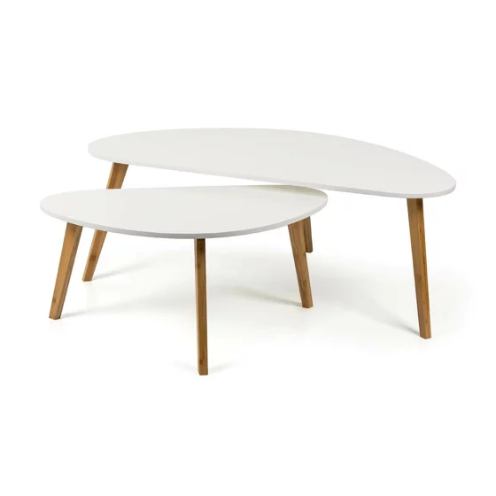 Set Masute de Cafea Scandia, 120x60x45 h cm si 85x45x40 h cm, Bambus/MDF, Natur/Alb picture - 1