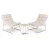 Set Mobilier De Gradina Nikea, Beige/Perne Gri Deschis, 2 Fotolii + Masuta, 70x105x90 cm, Metal/Stofa picture - 2