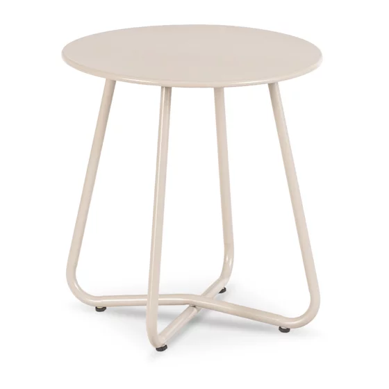 Set Mobilier De Gradina Nikea, Beige/Perne Gri Deschis, 2 Fotolii + Masuta, 70x105x90 cm, Metal/Stofa picture - 3