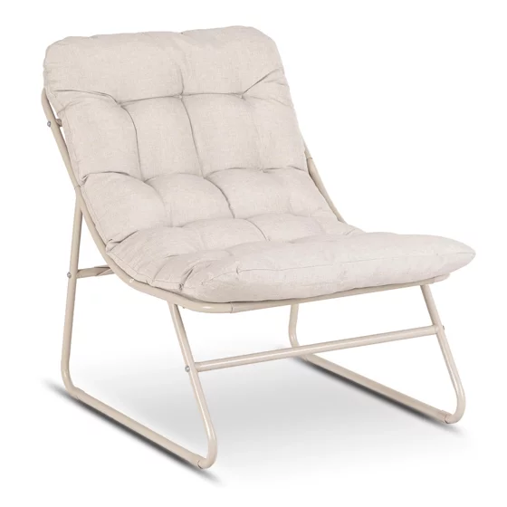 Set Mobilier De Gradina Nikea, Beige/Perne Gri Deschis, 2 Fotolii + Masuta, 70x105x90 cm, Metal/Stofa picture - 4