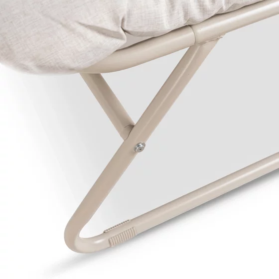 Set Mobilier De Gradina Nikea, Beige/Perne Gri Deschis, 2 Fotolii + Masuta, 70x105x90 cm, Metal/Stofa picture - 6