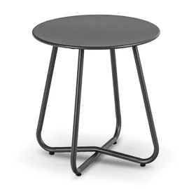 Set Mobilier De Gradina Nikea, Negru/Perne Gri, 2 Fotolii + Masuta, 70x105x90 cm, Metal/Stofa