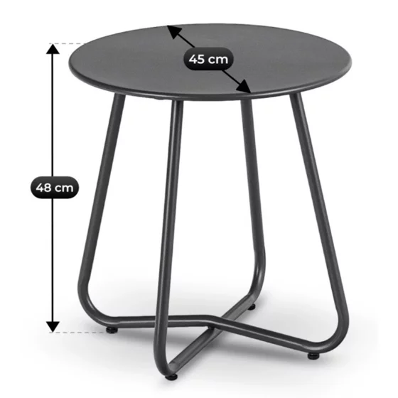 Set Mobilier De Gradina Nikea, Negru/Perne Gri, 2 Fotolii + Masuta, 70x105x90 cm, Metal/Stofa picture - 5