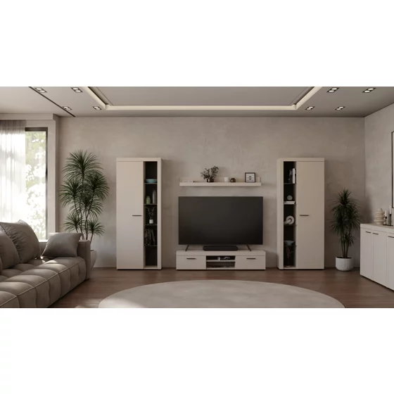 Set Mobilier Rumba XL, 300x40x190 h cm, Pal Melaminat, Beige Nisip picture - 4