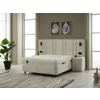 Set Pat Tapitat cu spatiu de depozitare si noptiere Jardel, 160x200 cm, Lampi Led, Crem picture - 1