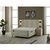 Set Pat Tapitat cu spatiu de depozitare si noptiere Jardel, 160x200 cm, Lampi Led, Crem picture - 4