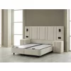 Set Pat Tapitat cu spatiu de depozitare si noptiere Jardel, 180x200 cm, Lampi Led, Crem picture - 2