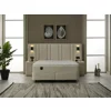 Set Pat Tapitat cu spatiu de depozitare si noptiere Jardel, 180x200 cm, Lampi Led, Crem picture - 10