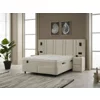 Set Pat Tapitat cu spatiu de depozitare si noptiere Jardel, 180x200 cm, Lampi Led, Crem picture - 3