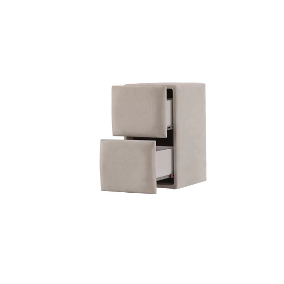 Set Pat Tapitat cu spatiu de depozitare si noptiere PIER, 160x200 cm, Lampi Led, Crem picture - 6