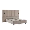 Set Pat Tapitat cu spatiu de depozitare si noptiere PIER, 180x200 cm, Lampi Led, Crem picture - 2