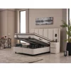 Set Pat Tapitat cu spatiu de depozitare si noptiere PIER, 180x200 cm, Lampi Led, Crem picture - 8