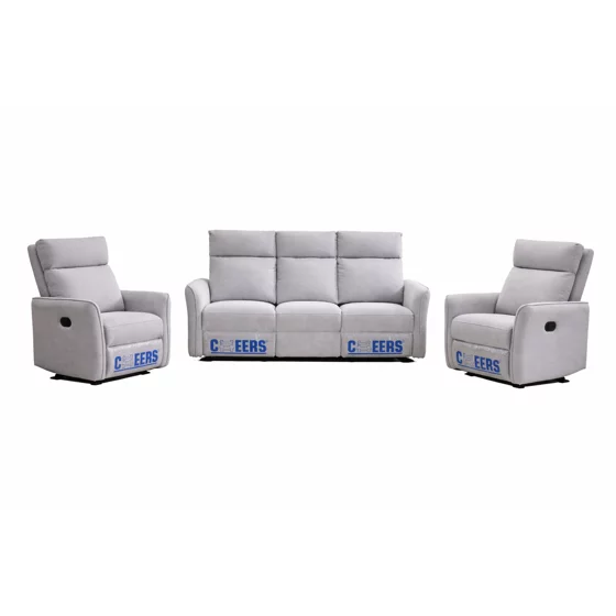 Set Recliner Bolton 51651, Canapea 3 Locuri + 2 Fotolii, Actionare Electrica, Stofa Gri Silver picture - 1