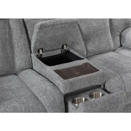 Set Recliner Electric Snug 3L+2R+1R, Canapea 3L - 228x96x106 h cm, Canapea 2R + Bar - 201x96x106 cm, Fotoliu - 107x96x106 h cm, Stofa, Gri picture - 7