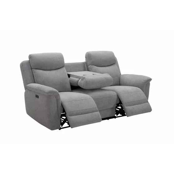 Set Recliner Gregory, Canapea 3 Locuri + Canapea 2 Locuri + Fotoliu, Actionare Electrica, Stofa Gri picture - 4