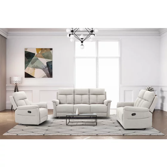 Set Recliner Lema, Canapea 3 Locuri + Canapea 2 Locuri + Fotoliu, Actionare Electrica, Stofa Gri picture - 1