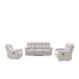 Set Recliner Lema, Canapea 3 Locuri + Canapea 2 Locuri + Fotoliu, Actionare Electrica, Stofa Gri