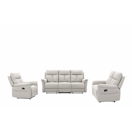 Set Recliner Lema, Canapea 3 Locuri + Canapea 2 Locuri + Fotoliu, Actionare Electrica, Stofa Gri picture - 2