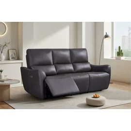 Set Recliner Nubello, Canapea + 2 Fotolii, Actionare Electrica, Piele Naturala, Maro