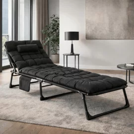 Sezlong de Gradina Salamanca, 167-190x73x72 h cm, Structura Metalica, Negru