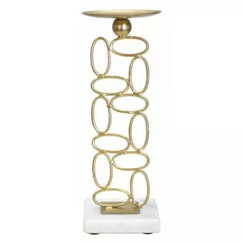Suport lumanare, Roma2488, Auriu si Alb, Metal si Marmura, 27x10x10 cm