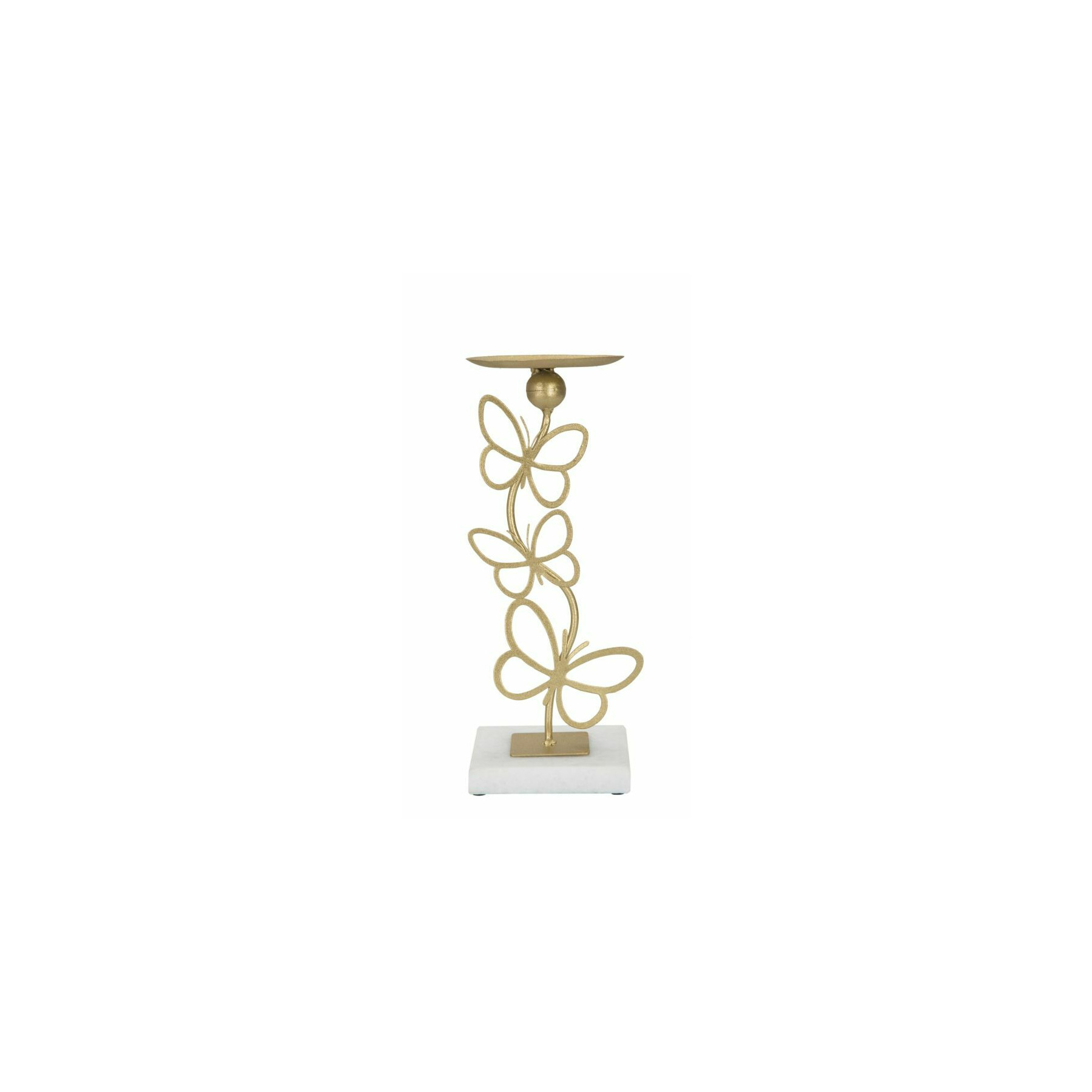 Suport lumanare, roma2518, auriu si marmura, metal si marmura, 26.5x10x10 cm