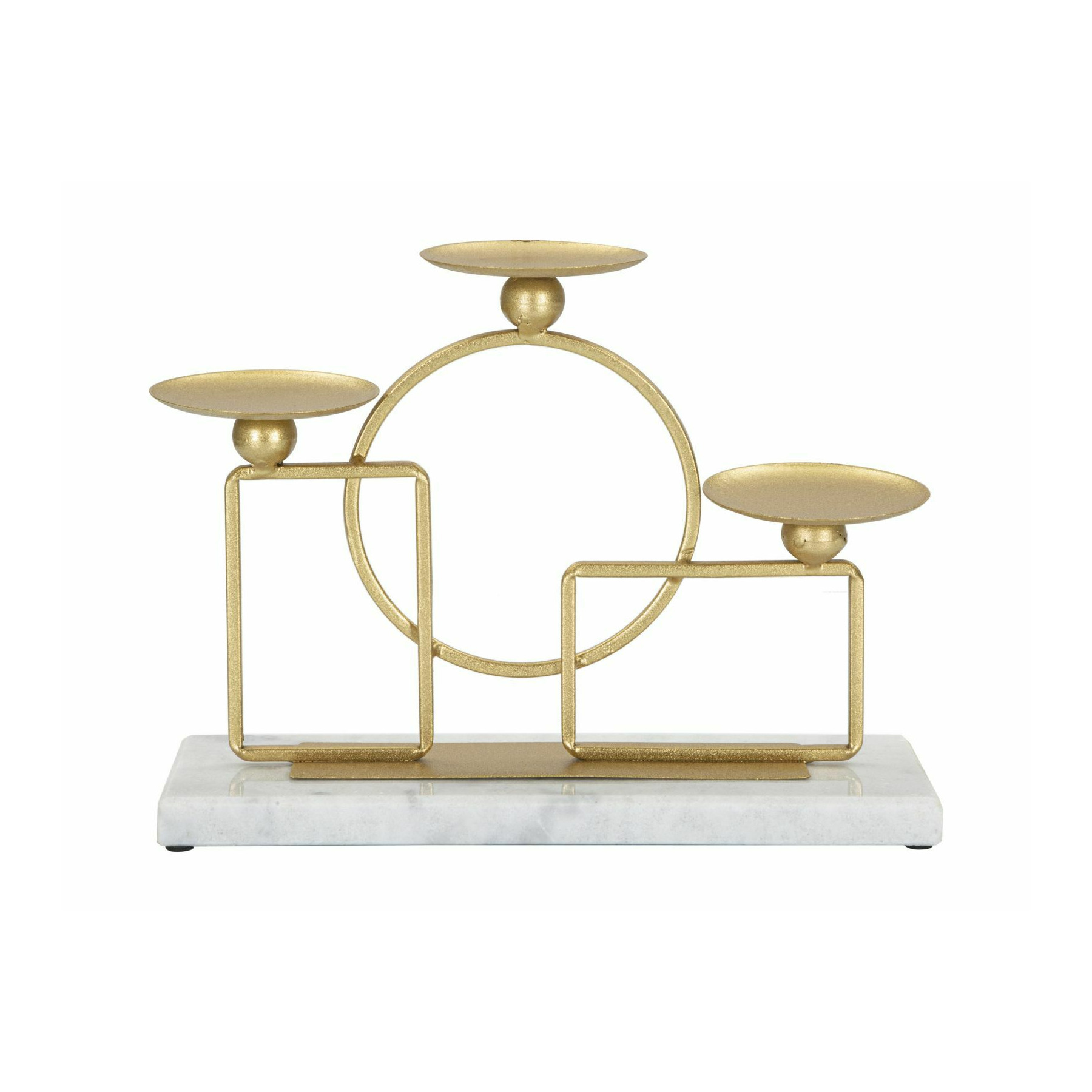 Suport lumanare, roma2522, auriu si marmura, metal si marmura, 20x30x9 cm