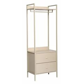 Suport pentru Haine cu umeras si sertare Industro Line A, 64x40x180 CM, Metal/Pal Melaminat - Crem